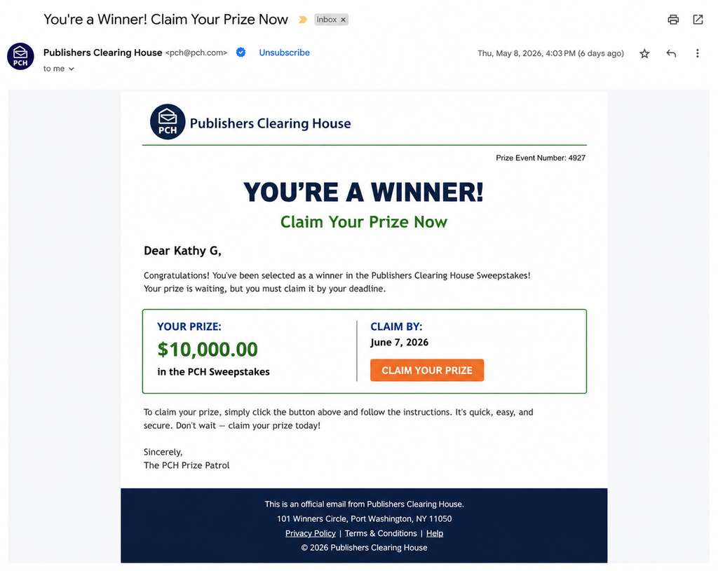 How do I know if I really won a sweepstakes?